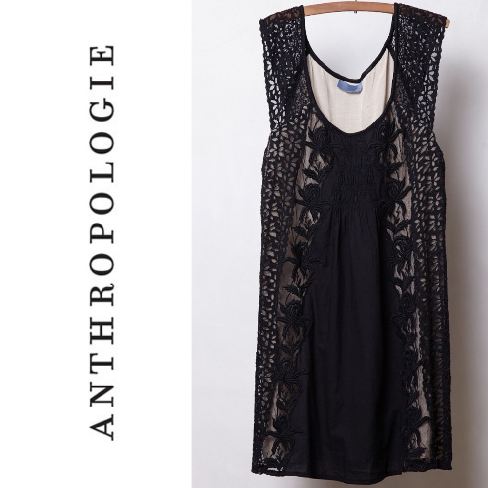 Anthropologie Lil Black Edelweiss Tulle Tunic Lace